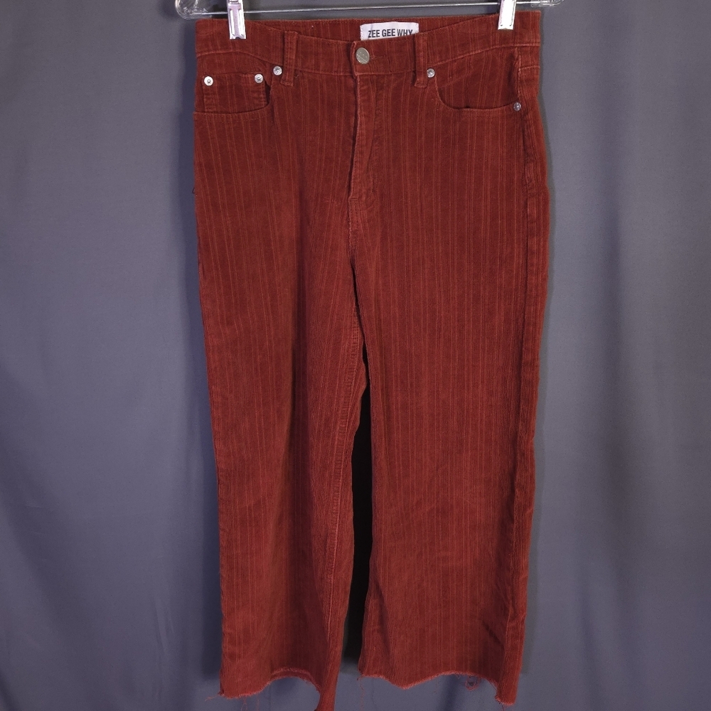 Free People Zee Gee Why‎ Corduroy Pants Raw Hem Cropped Size 29